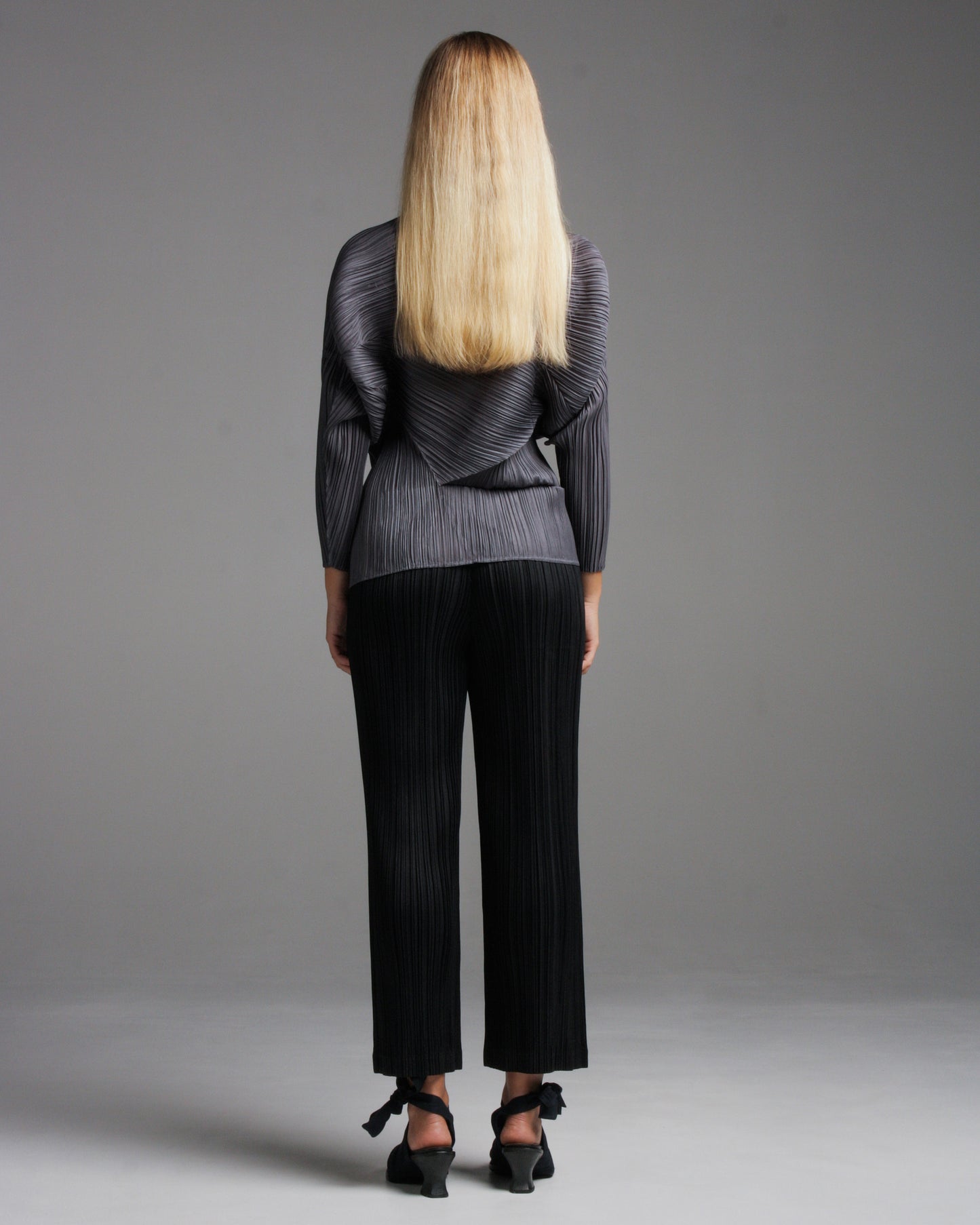 Black Straight Leg Pleated Pants