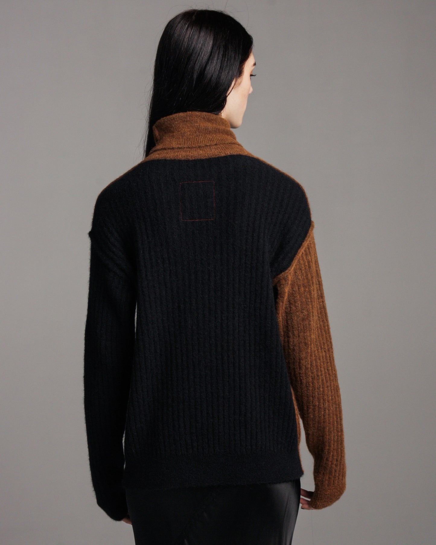 Mustard & Black High Neck Knit