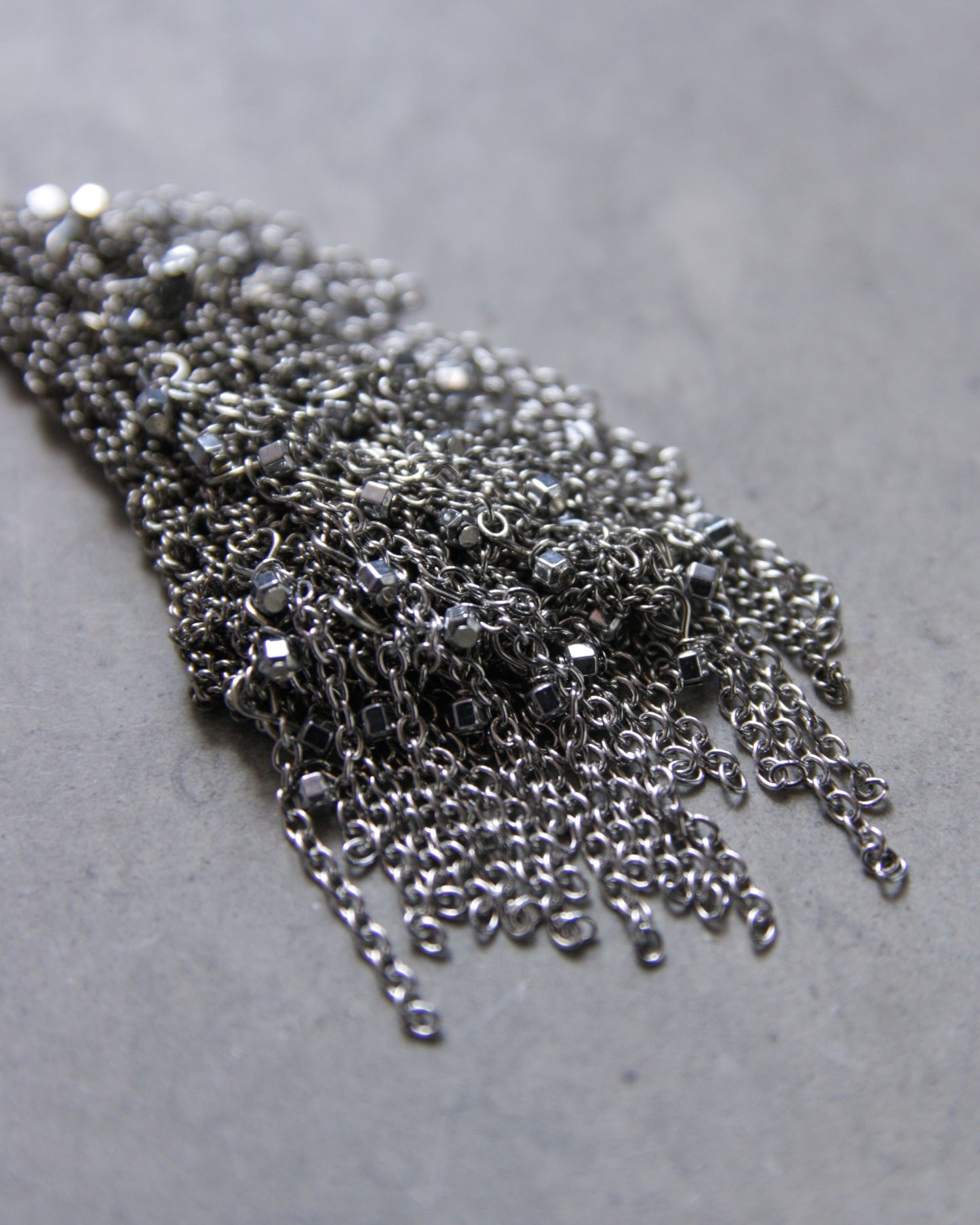 Knitted Chain Vintage Bead Earrings