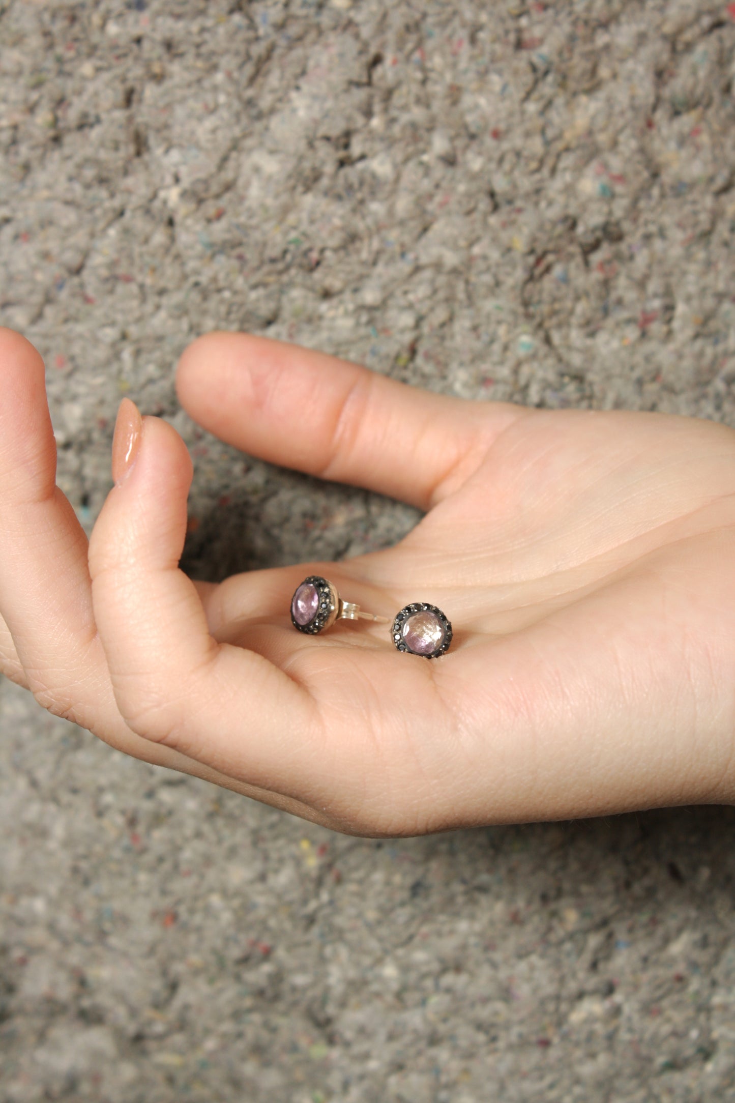 Bershka Ametrine Black Diamond Studs