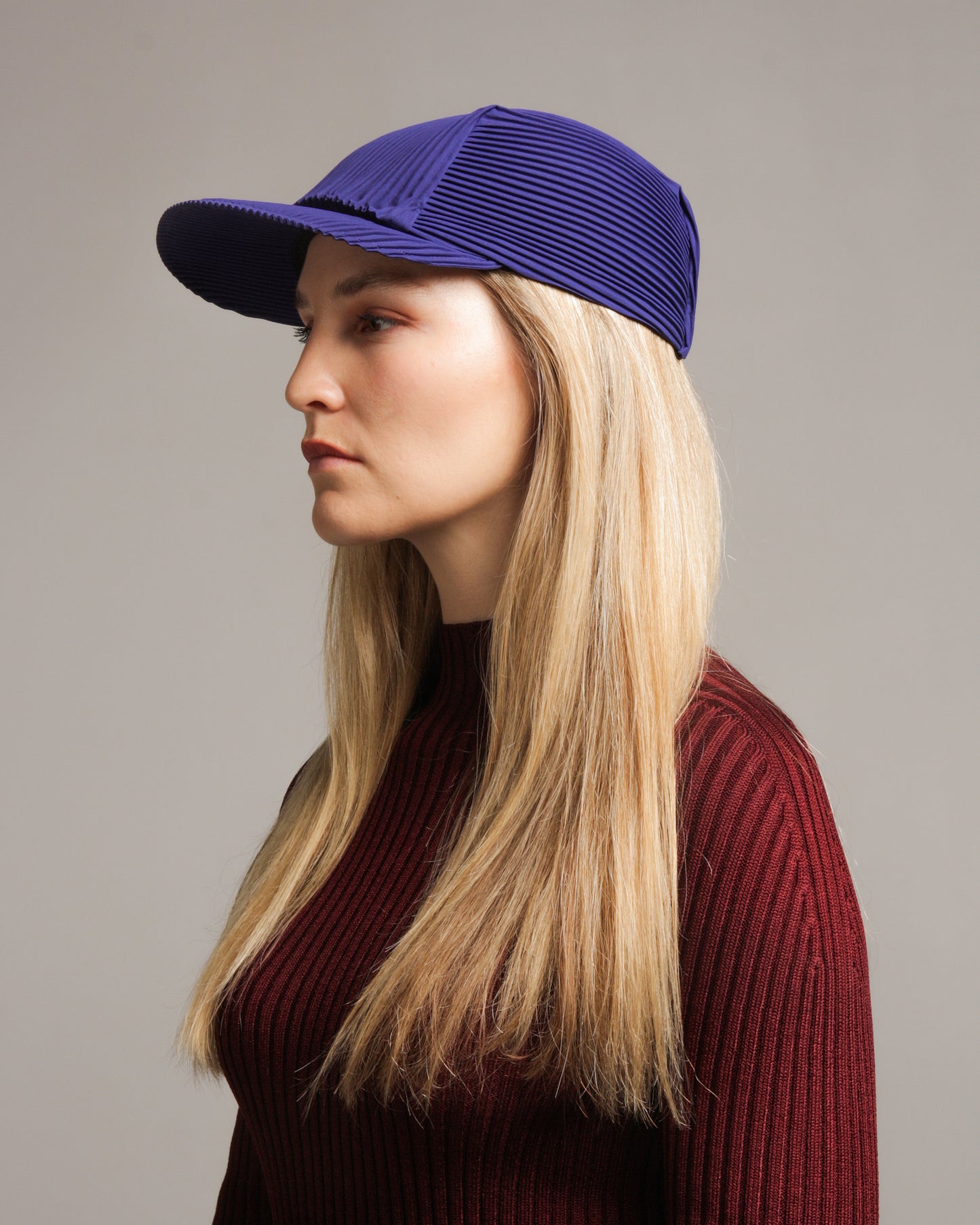 Blue Basic Pleated Cap