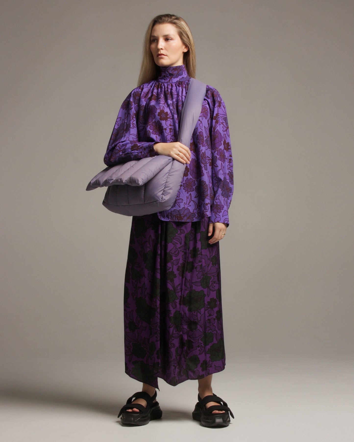 Taron Purple Peonies Blouse