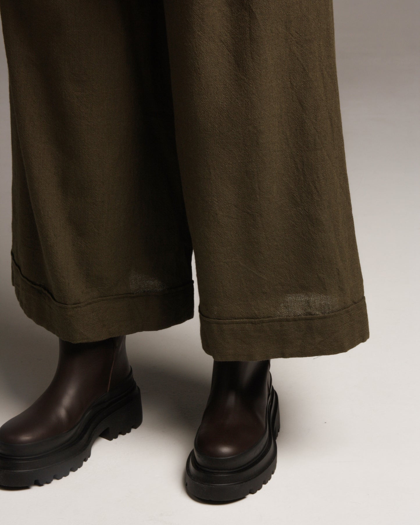 Olive Wool-Blend Pants