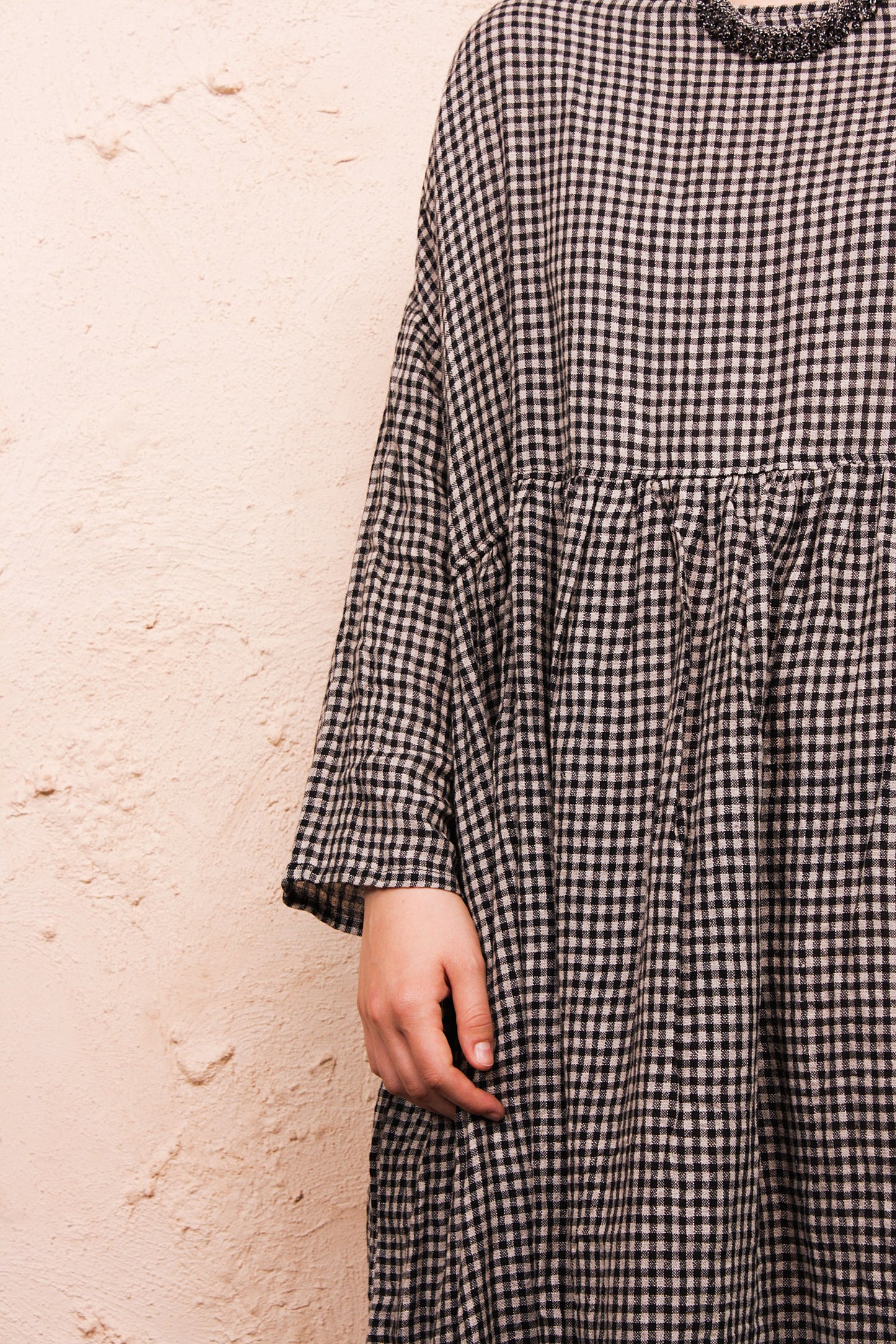 Black Boil Washer Gingham Dress