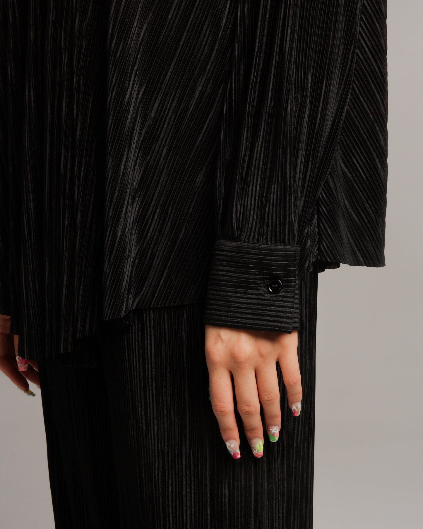 Folded Black Tie Blouse