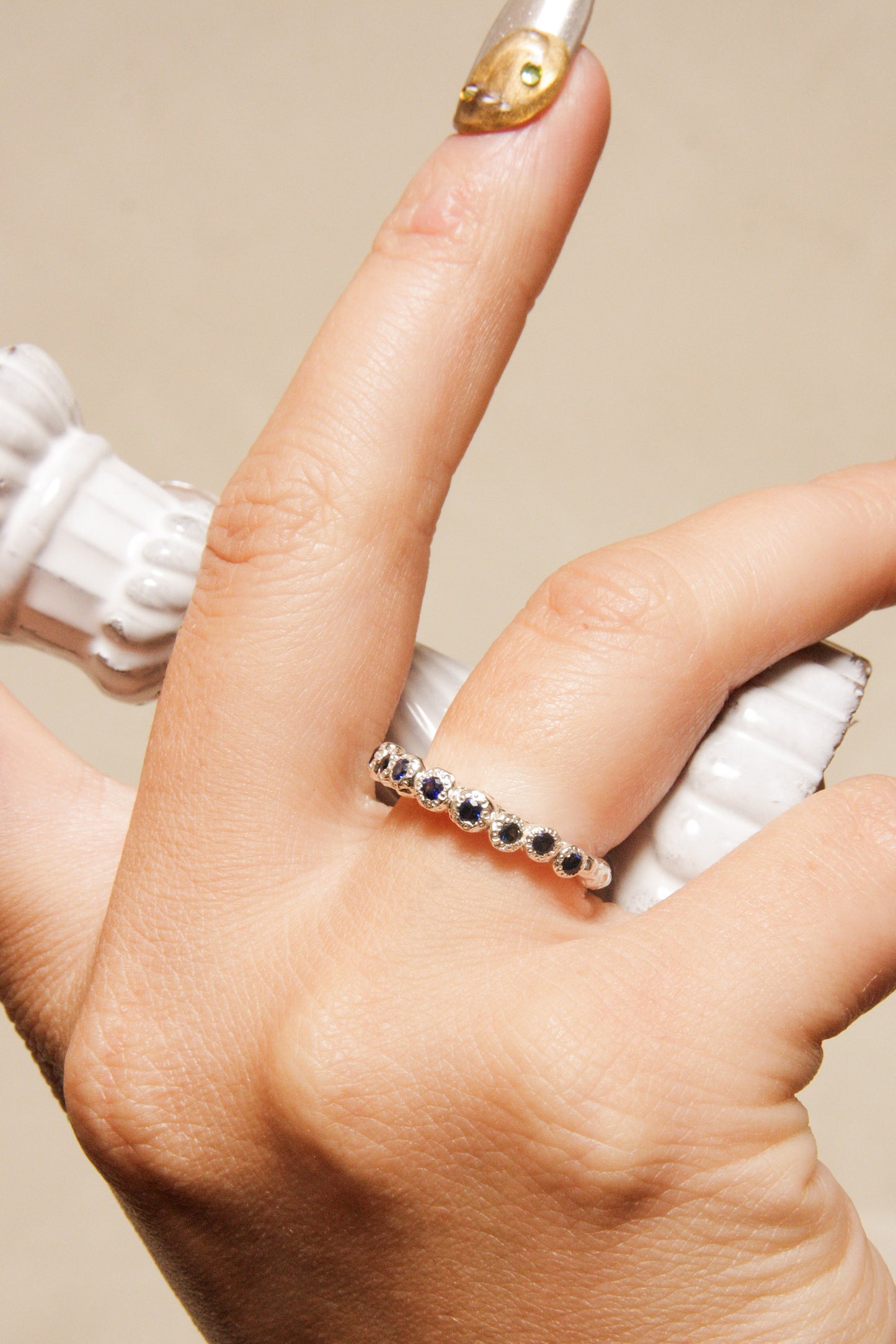 Silver Creature Ring with Blue Sapphire