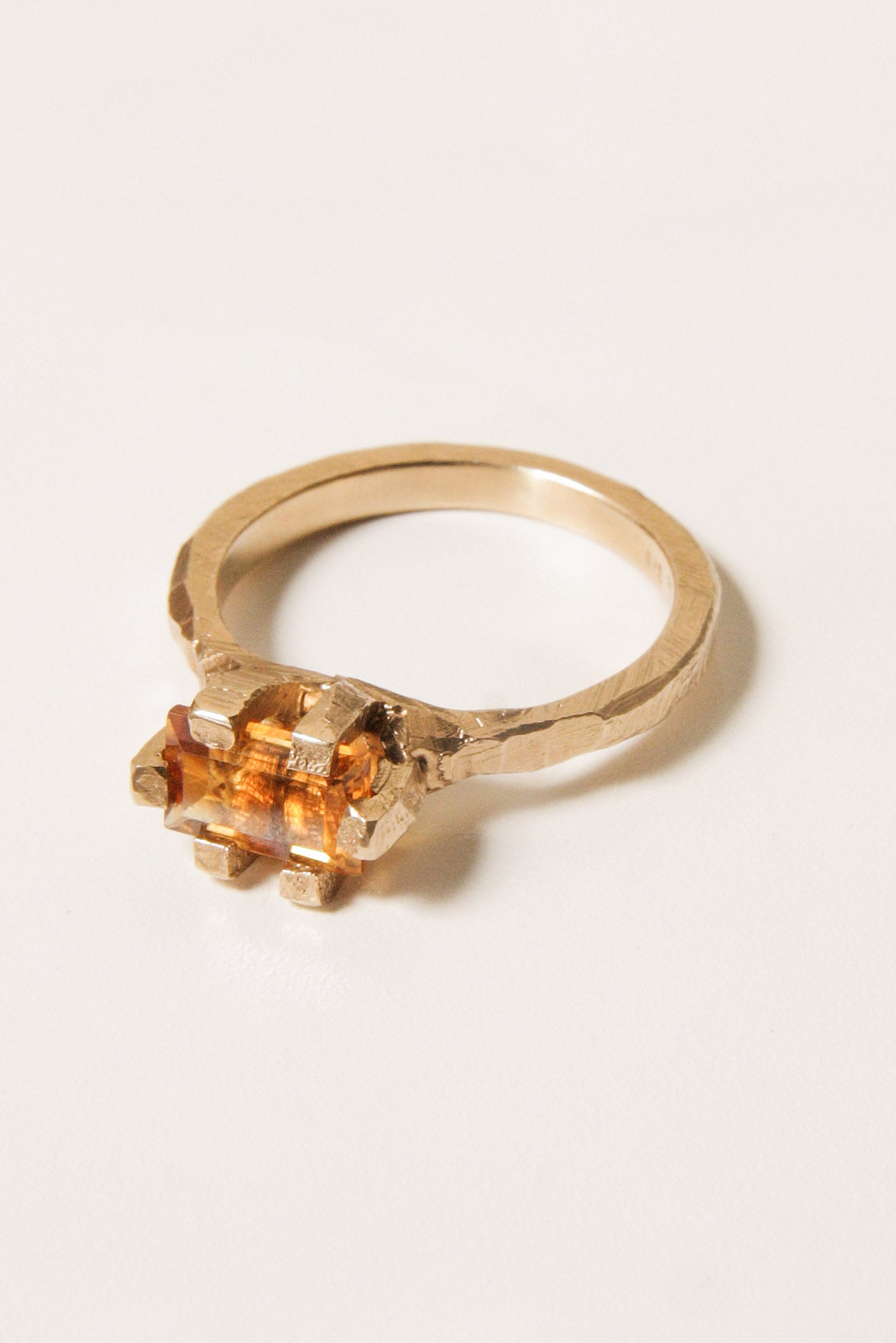 Gold Baguette Claw Ring with Citrine
