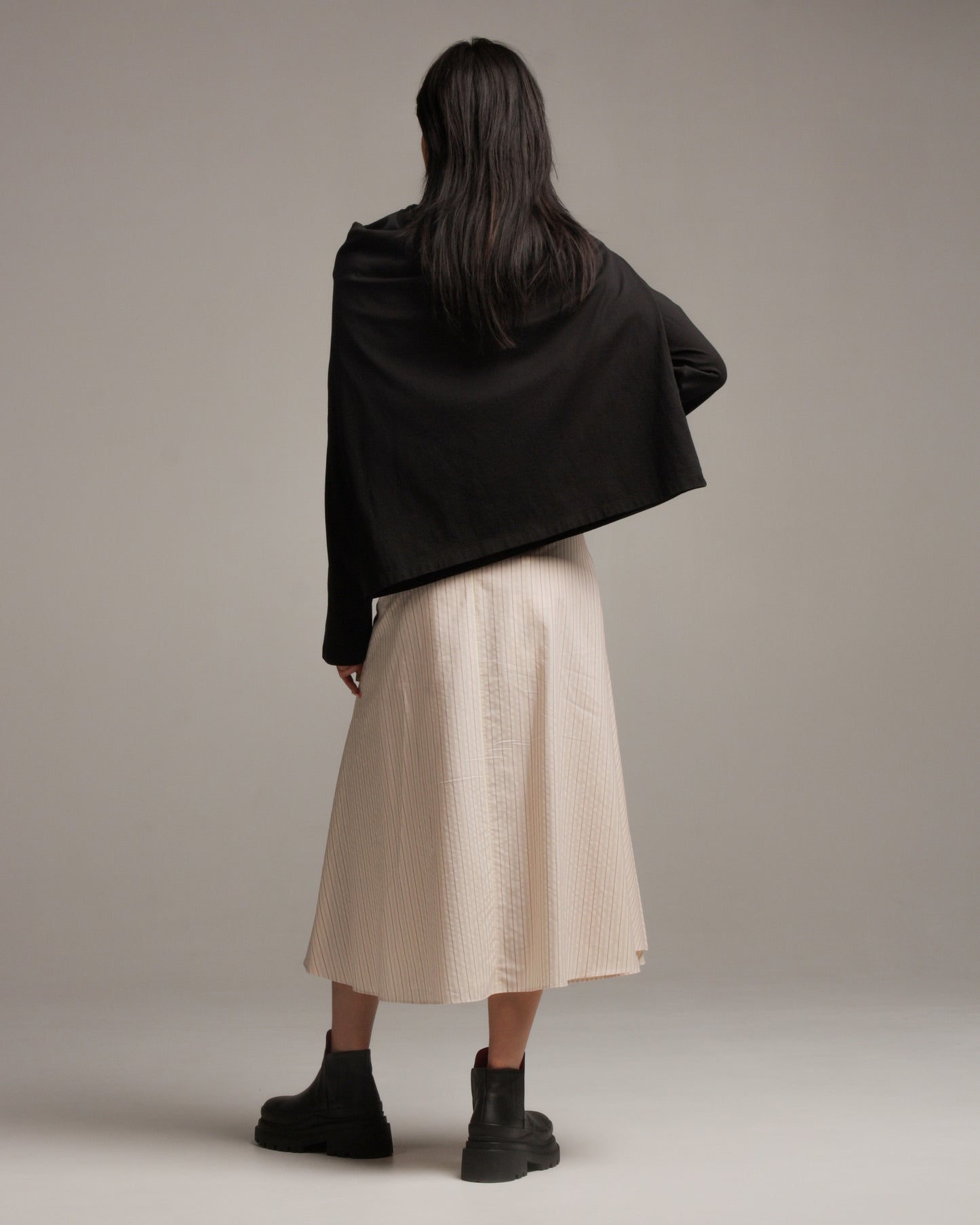 Magenta Striped Wrapped Shirt Skirt