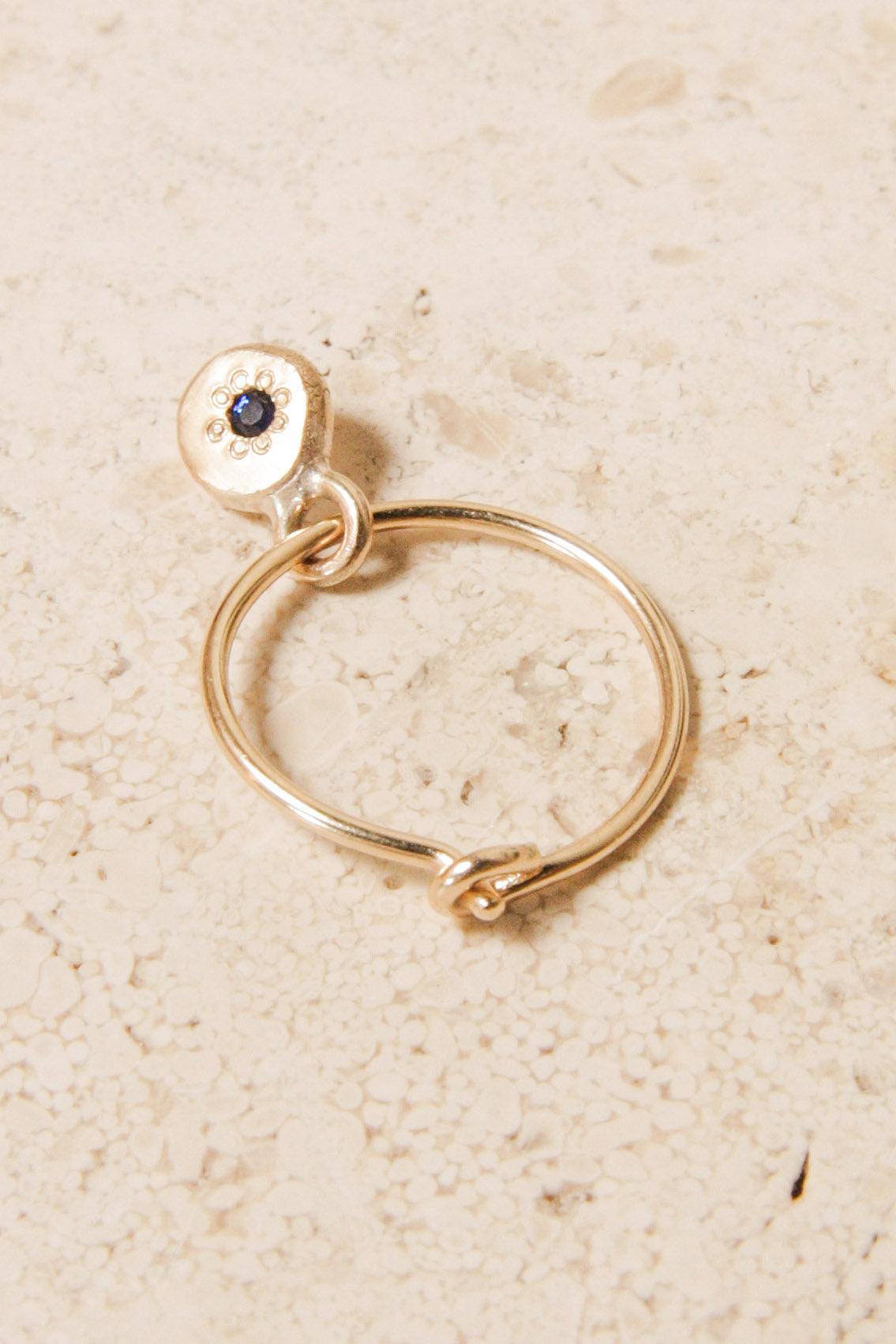 Gold Charm Sleeper with Sapphire