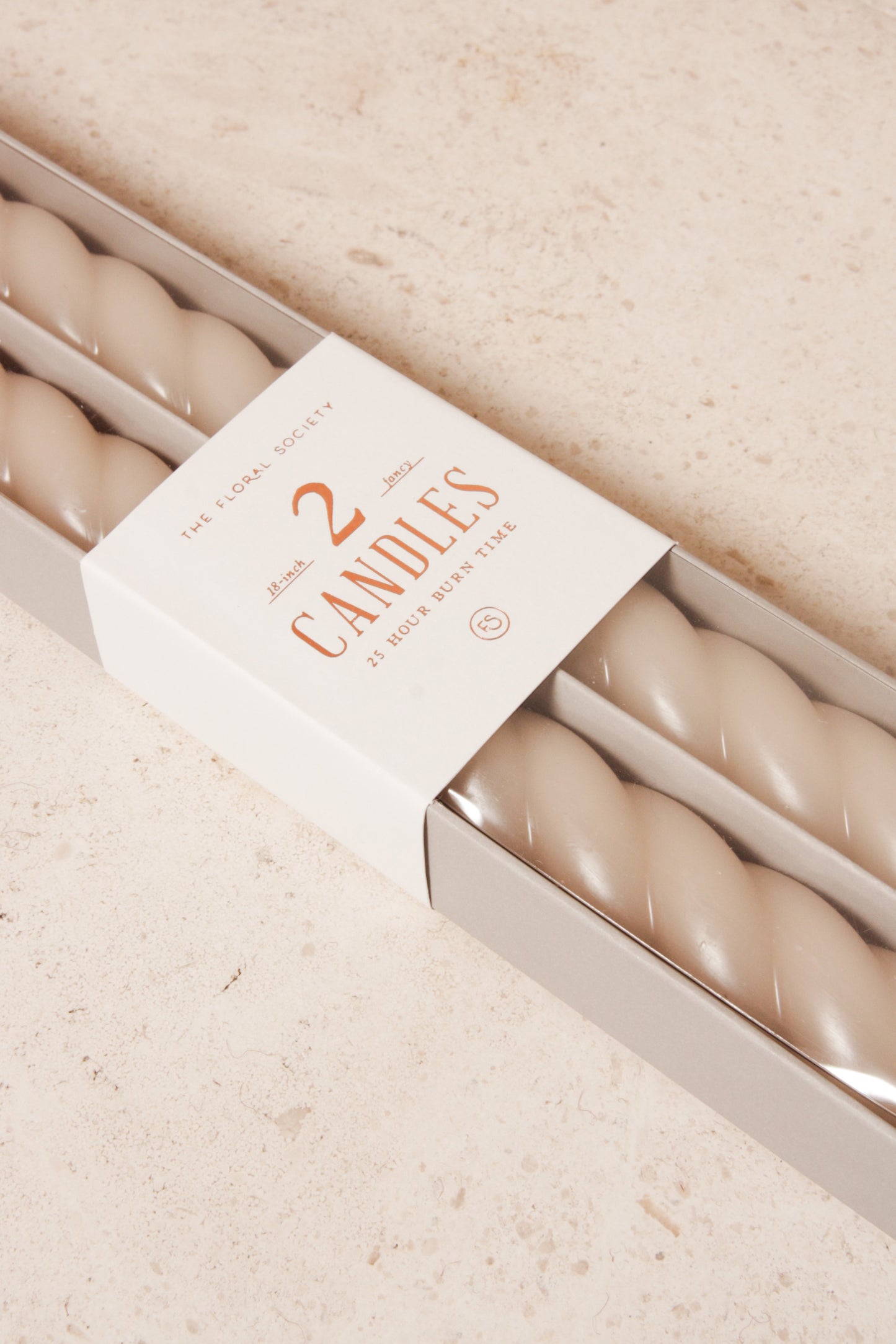 Fancy Taper Candle 18 Inch Parchment