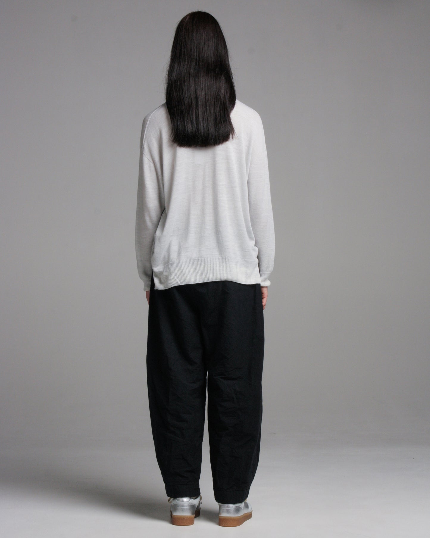 Black Cotton Linen Tapered Pants