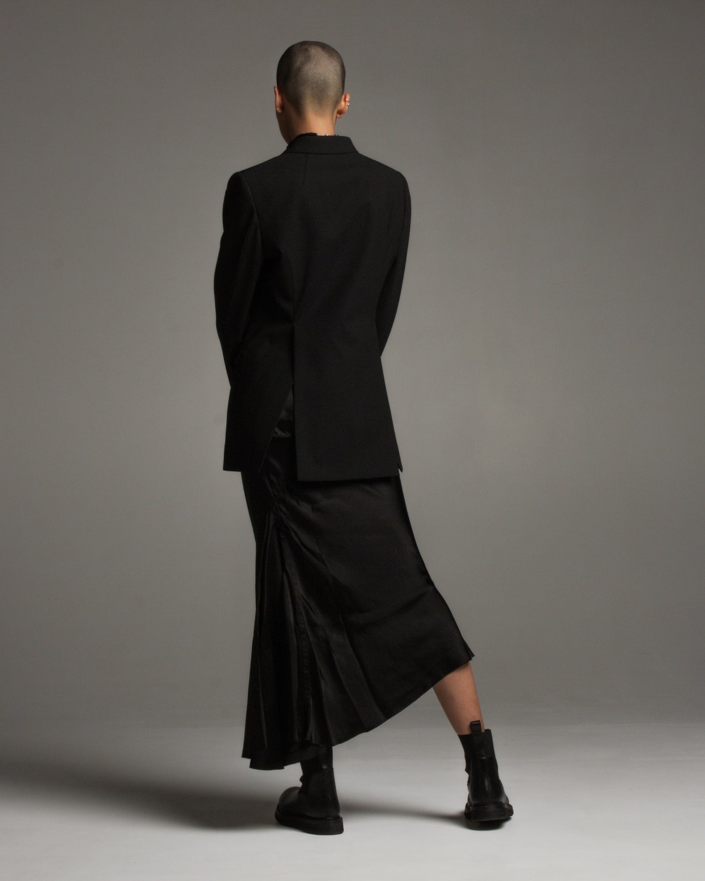 Classic Black Calf Bias Skirt
