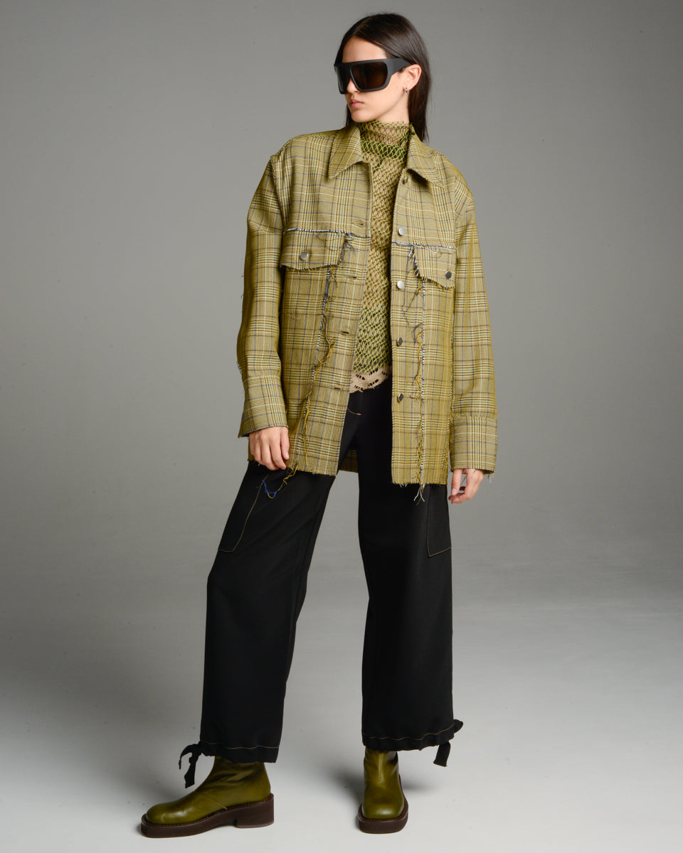Beige Houndstooth Workers Jacket