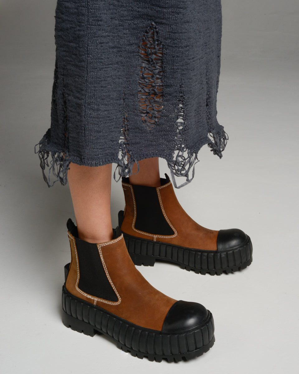 Charcoal Distressed Knit Skirt