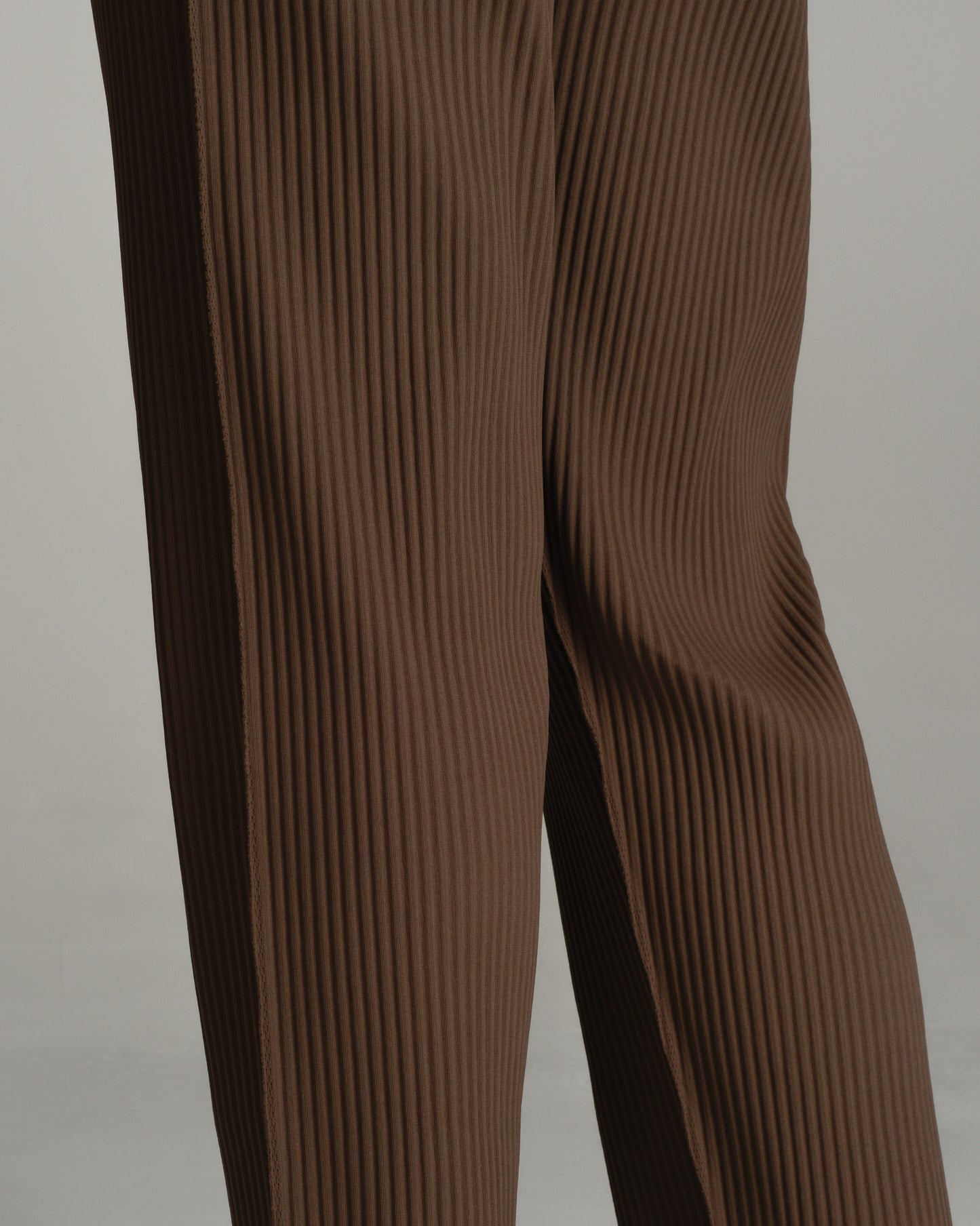 Basic Brown Fine Knit Pleat Pants