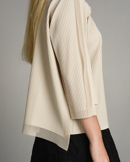 Off White Cardigan Mesh Trim