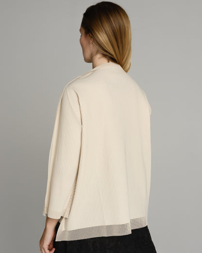 Off White Cardigan Mesh Trim