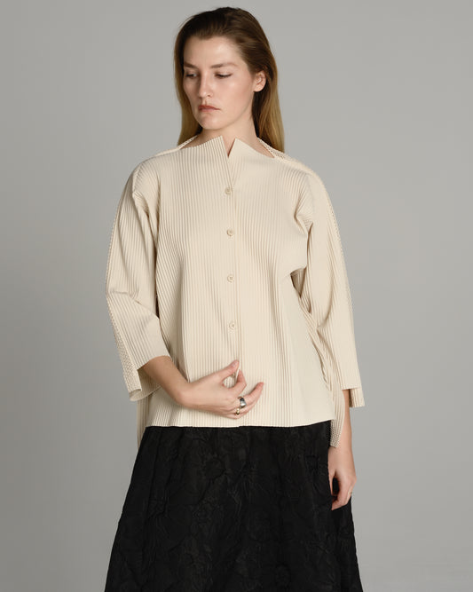 Off White Cardigan Mesh Trim