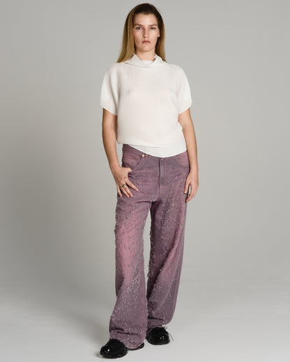 White High Neck Dolman Stretch Top