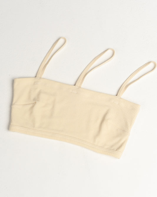 Off White Ribbed Nida Bra