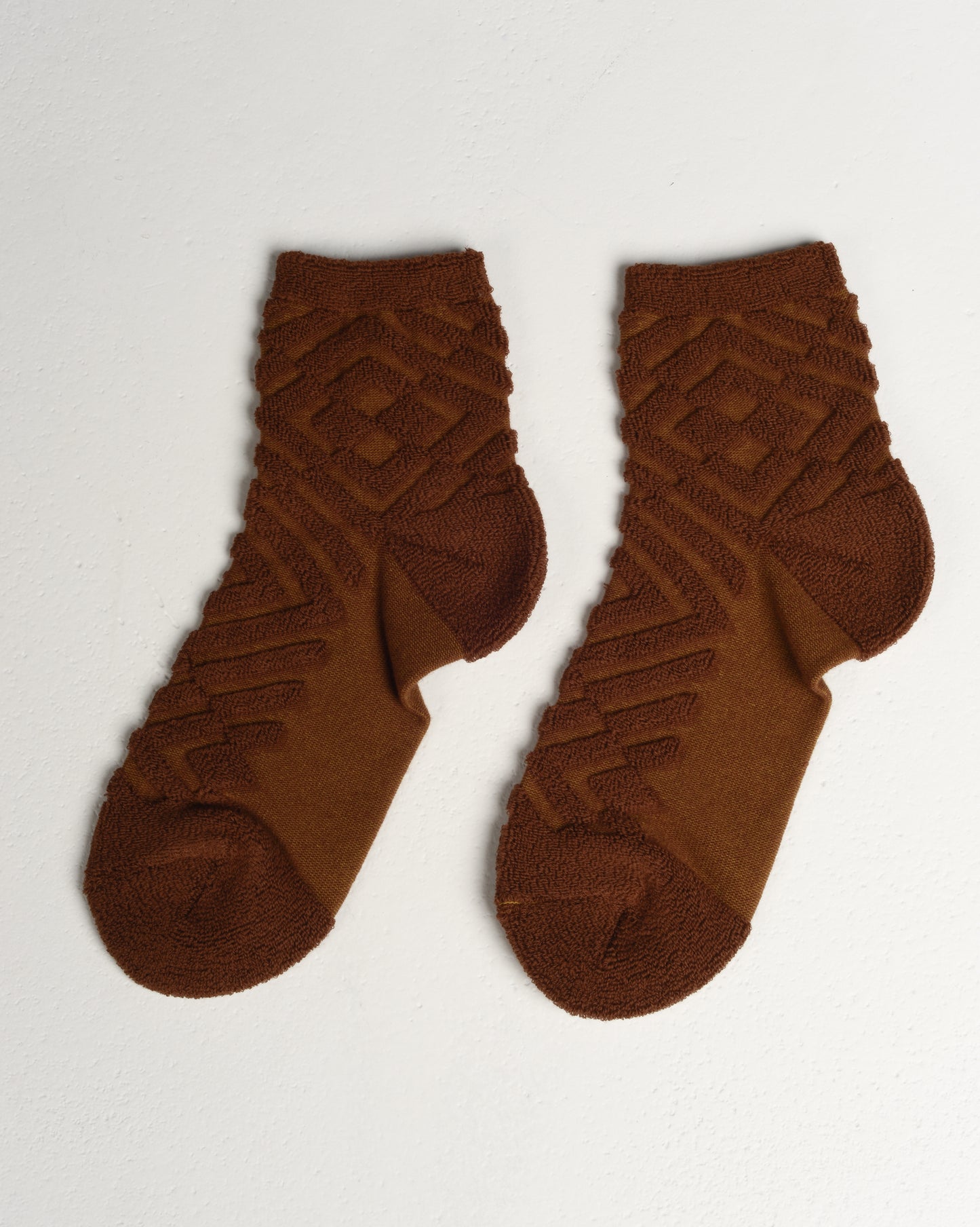 Brown Geometric Farm Socks