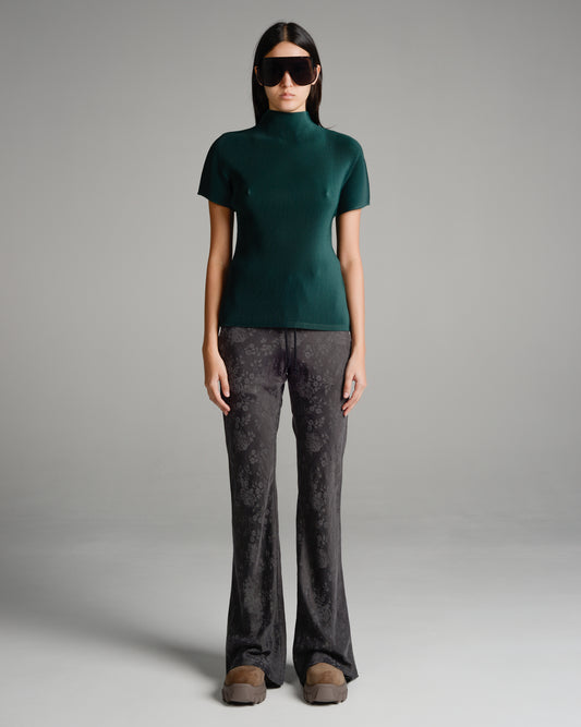 Charcoal Antique Floral Bias Flared Pants