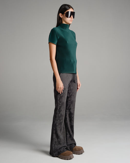 Charcoal Antique Floral Bias Flared Pants
