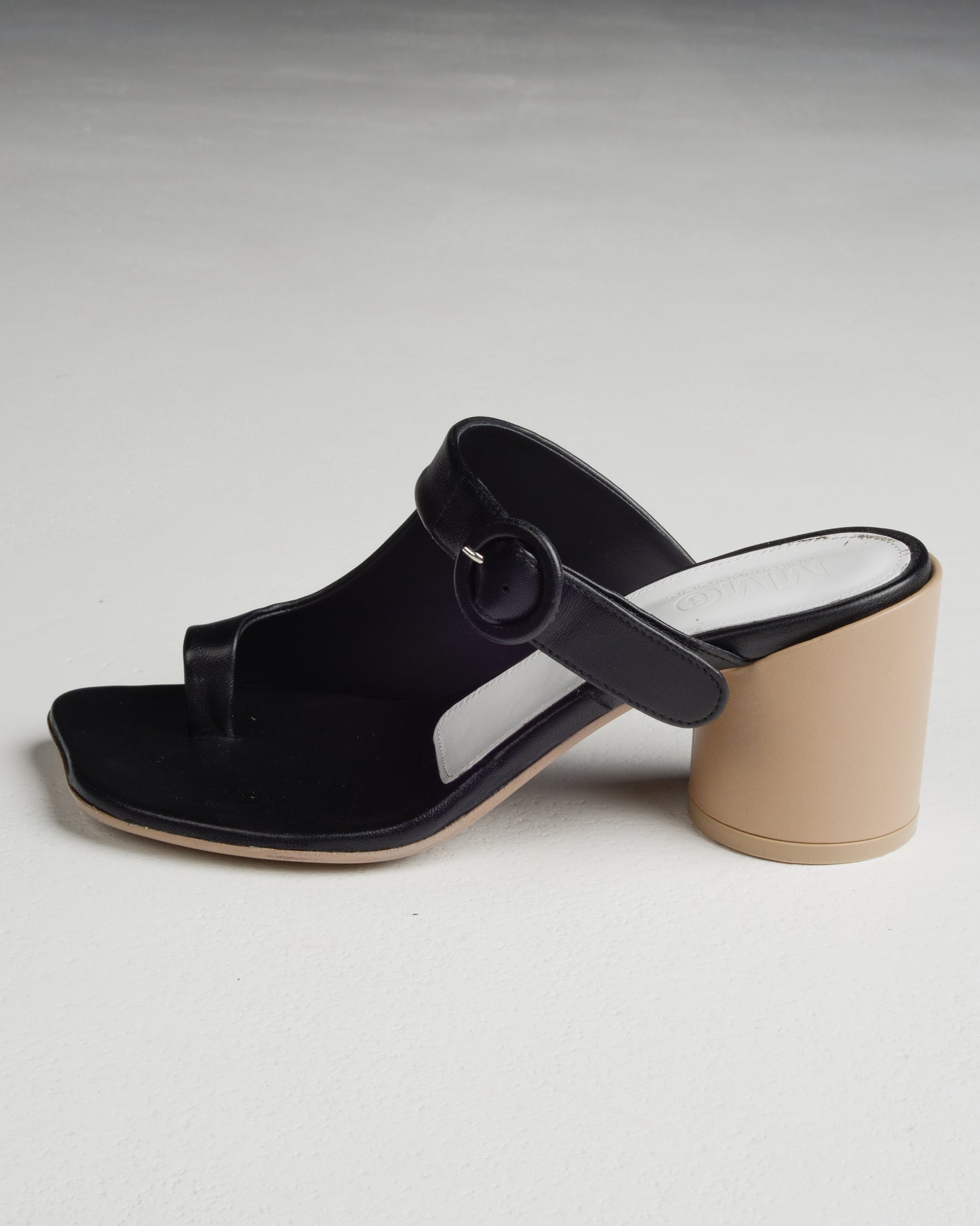 Black Cut Out Leather Mules
