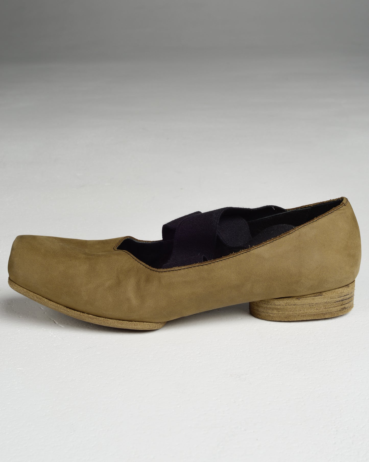 Olive Leather Ballet Shoes