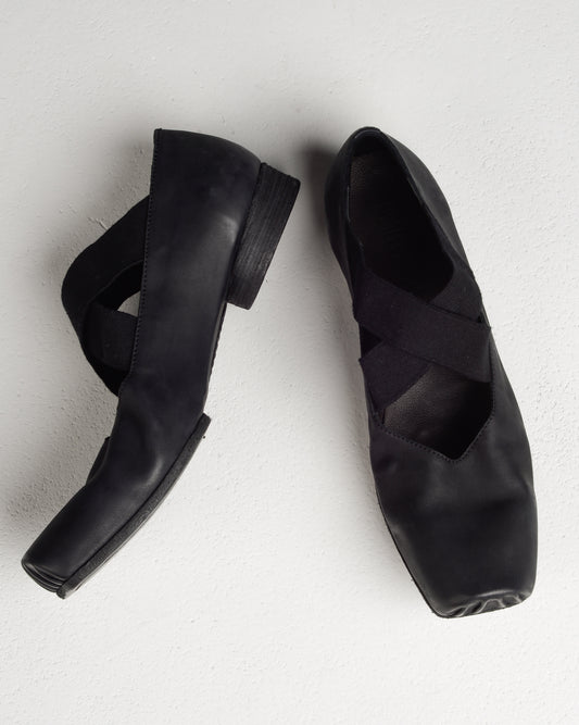 Black Leather Ballet Shoes