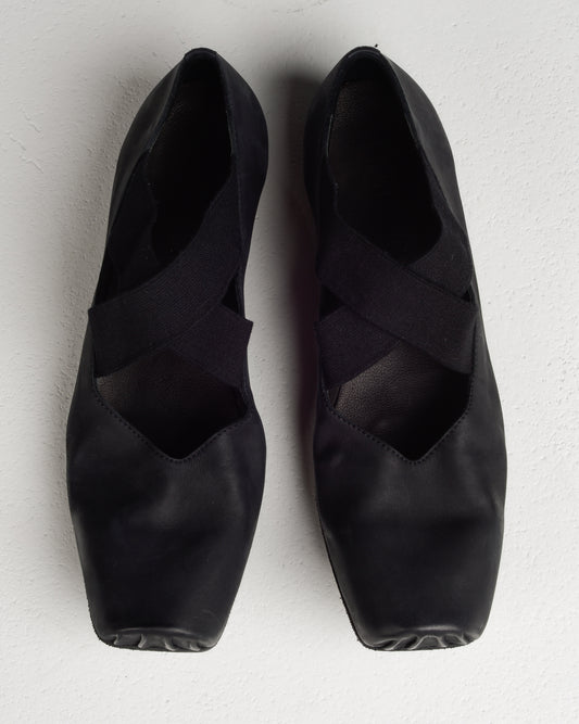 Black Leather Ballet Shoes