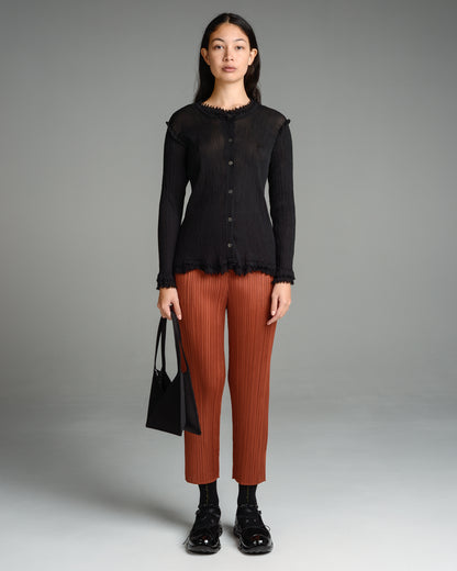Black Crepe Raw Edge Cardigan