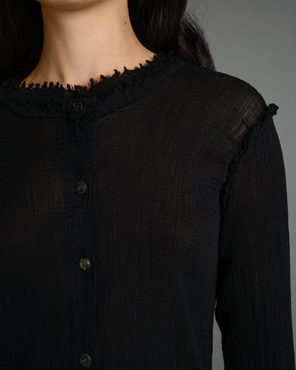 Black Crepe Raw Edge Cardigan