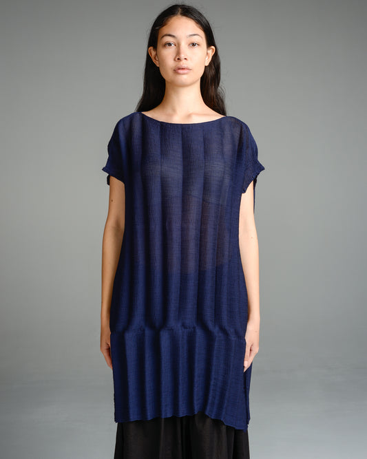 Navy Ripple Crepe Tunic