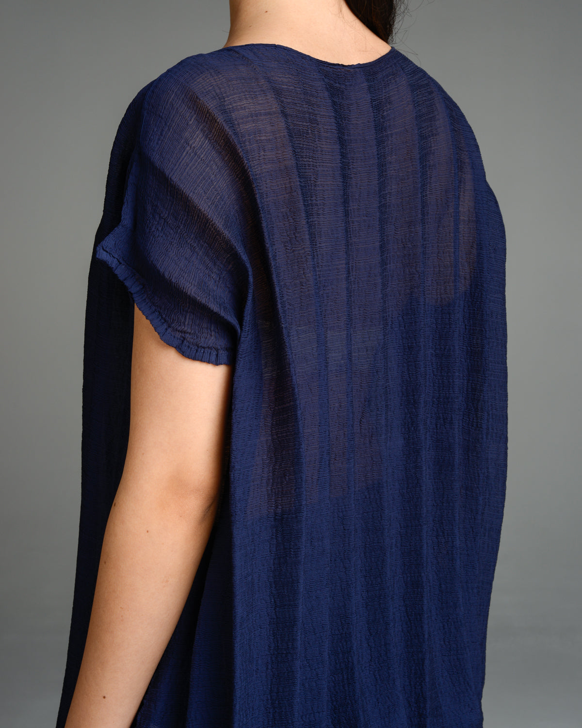 Navy Ripple Crepe Tunic