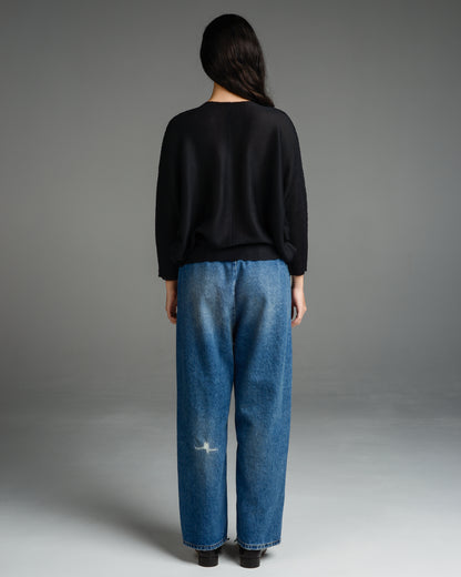Distressed Denim Cropped Pants