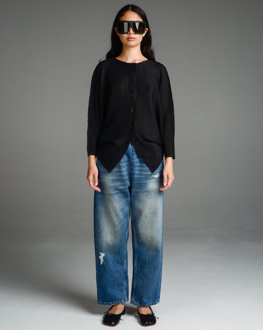 Distressed Denim Cropped Pants