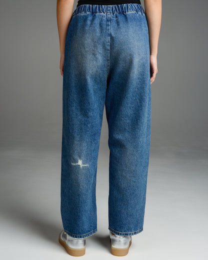 Distressed Denim Cropped Pants