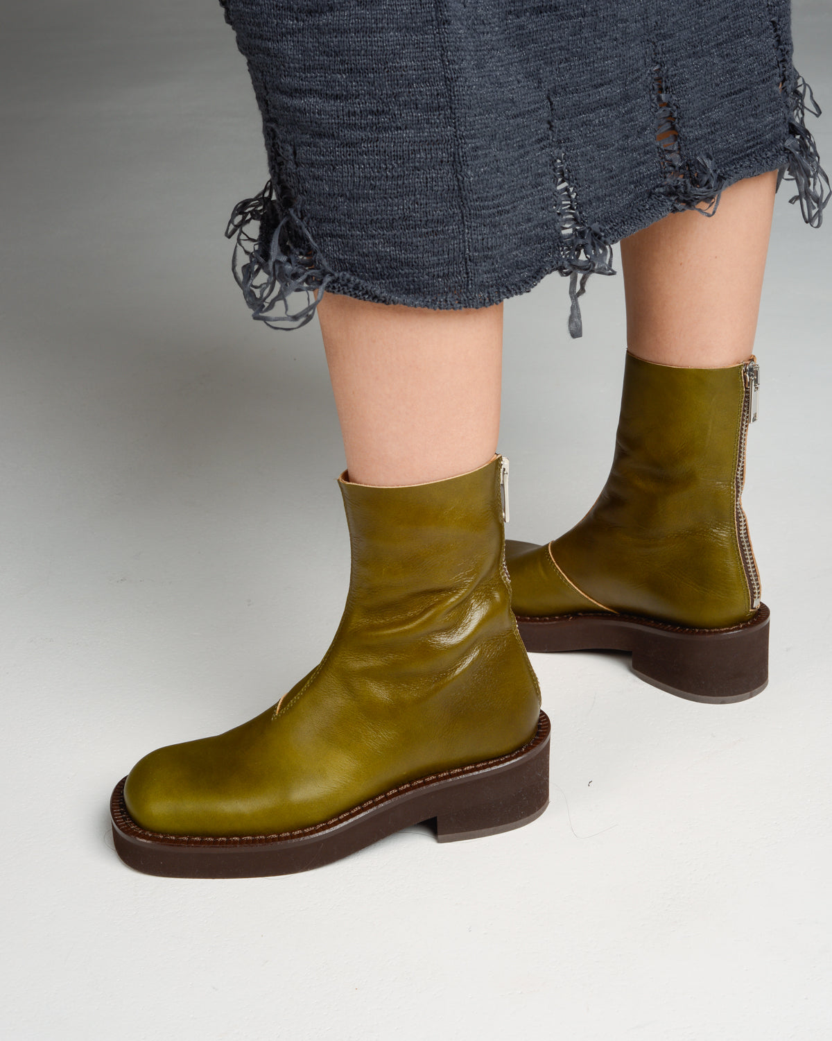 Military Olive Ankle Boots