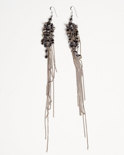 Glass Beads in Resin Steel Chain Earrings