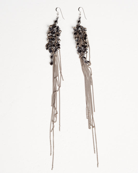 Glass Beads in Resin Steel Chain Earrings