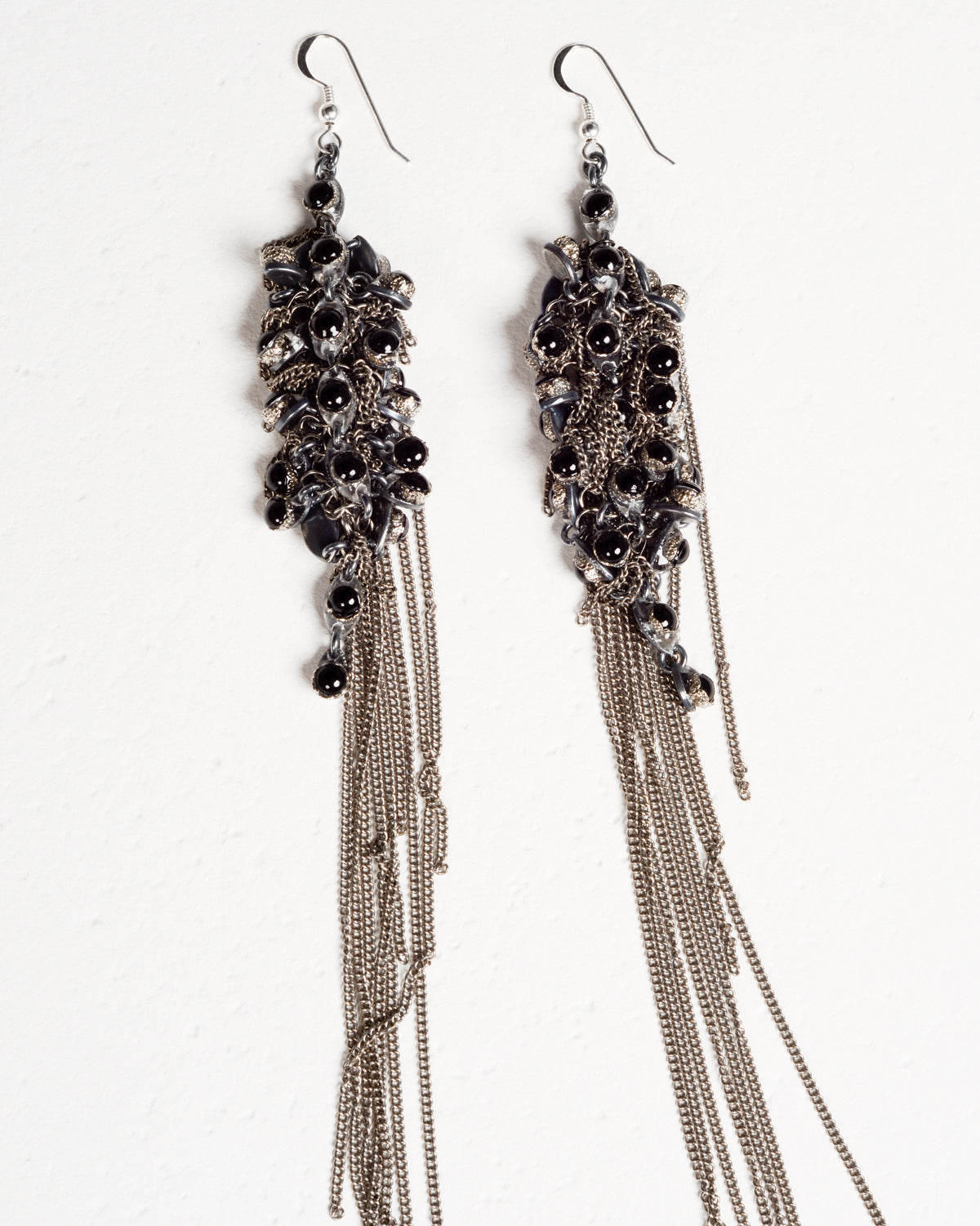 Glass Beads in Resin Steel Chain Earrings