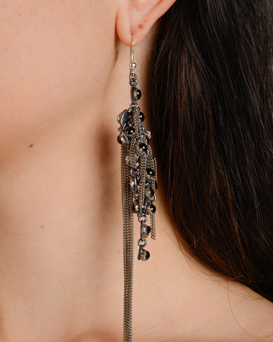 Glass Beads in Resin Steel Chain Earrings