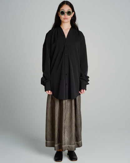 Black Collarless Shirt