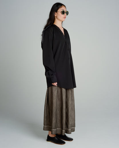 Black Collarless Shirt