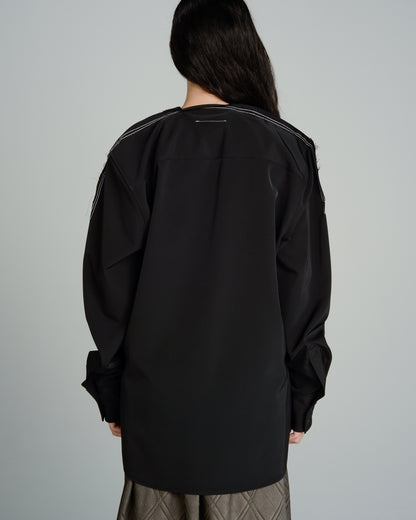 Black Collarless Shirt