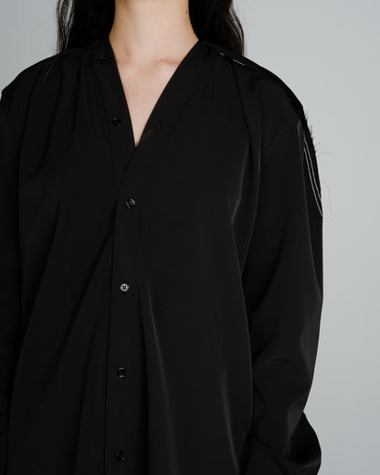 Black Collarless Shirt