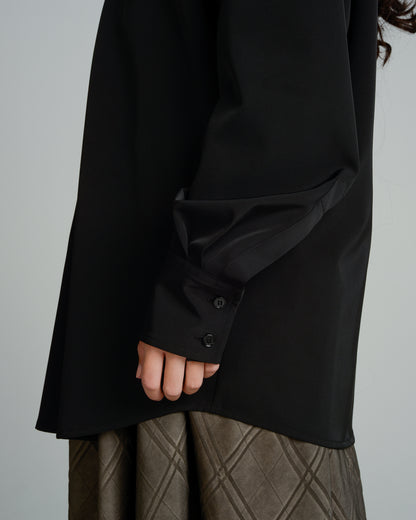 Black Collarless Shirt