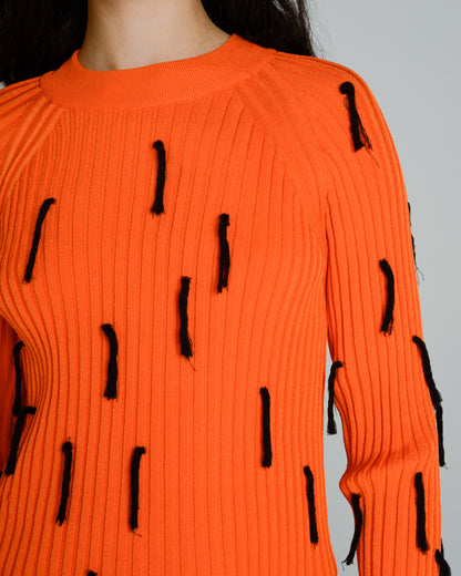 Karan Long Sleeve Fringed Top