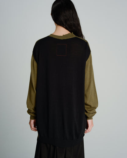 Green and Black Longsleeve Knit Top